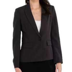 Liz Claiborne Black Blazer Wide Peak Lapel Single Breasted Women's Size 14